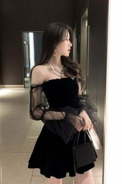 Y2K Coquette Aesthetic Braise Off Shoulder Mini Dress