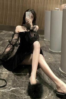 Y2K Coquette Aesthetic Braise Off Shoulder Mini Dress