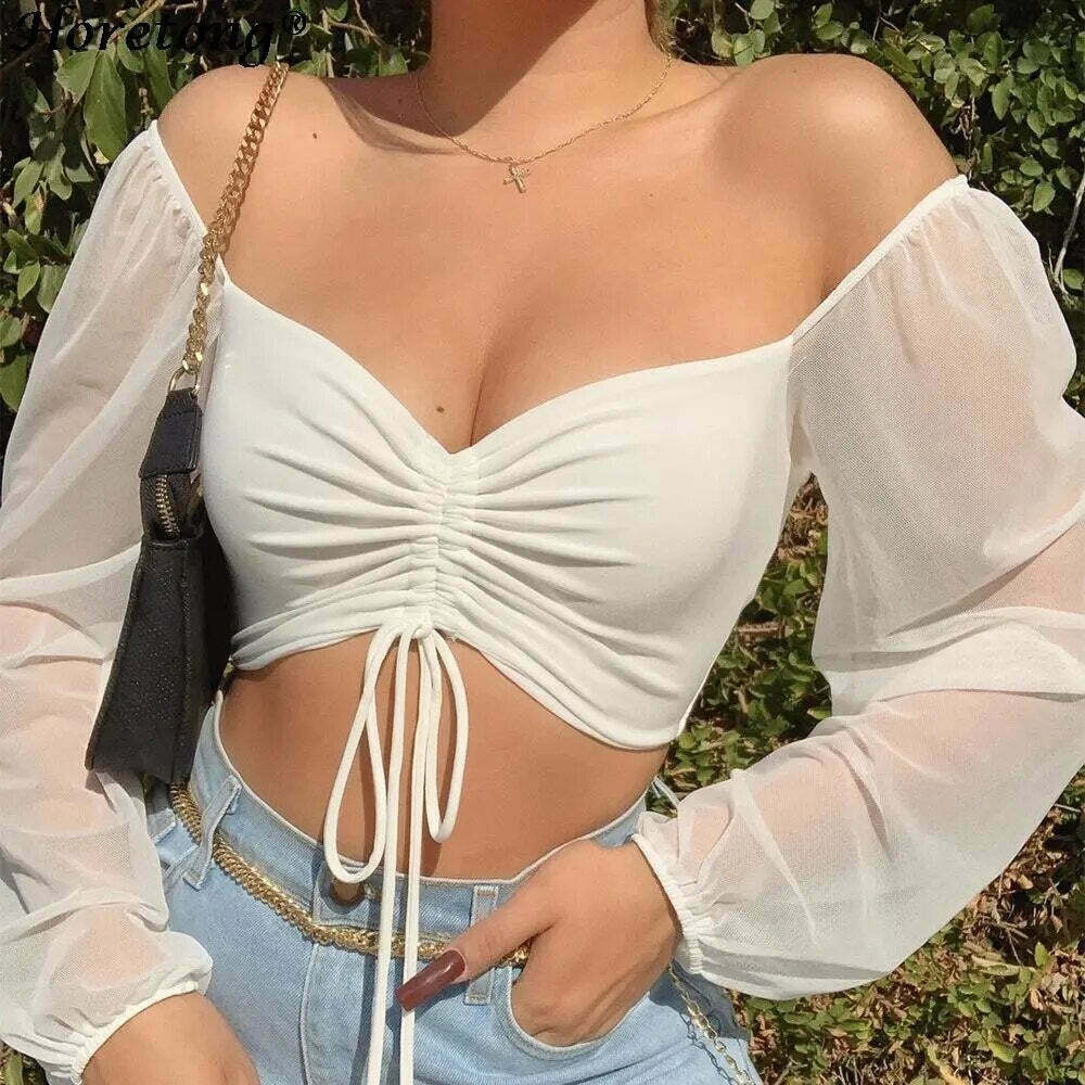 Y2K Coquette Aesthetic Drawstring Top with a Heartfelt Touch Y2K Coquette Aesthetic Drawstring Top with a Heartfelt Touch