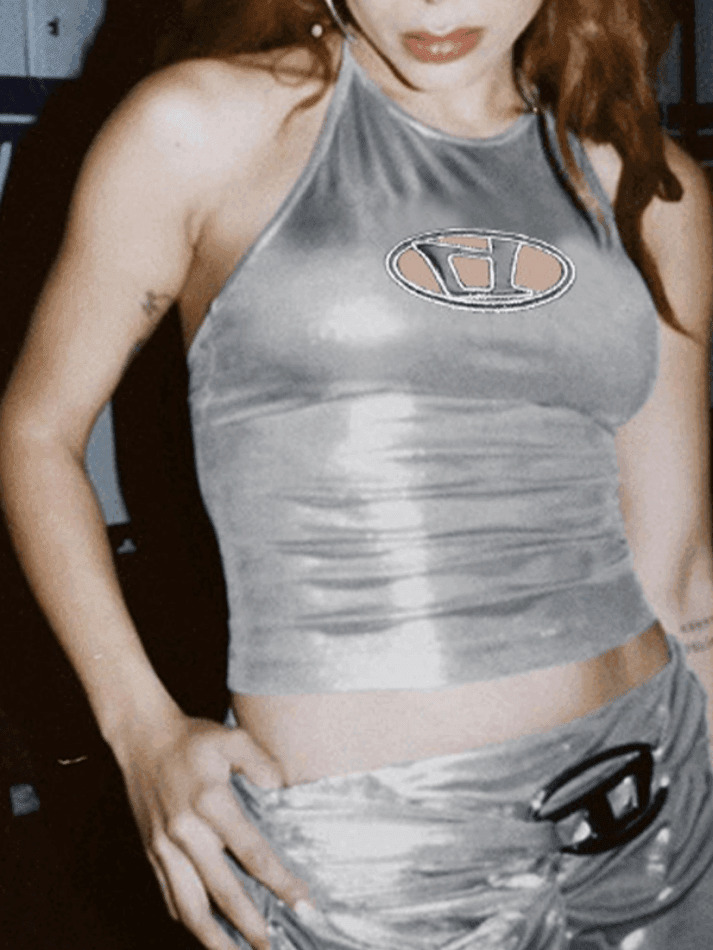 Y2K Coquette Aesthetic Lace-Up Halter Vest - Grunge Style Cute Tops & Cargo Skirt Y2K Coquette Aesthetic Lace-Up Halter Vest - Grunge Style Cute Tops & Cargo Skirt