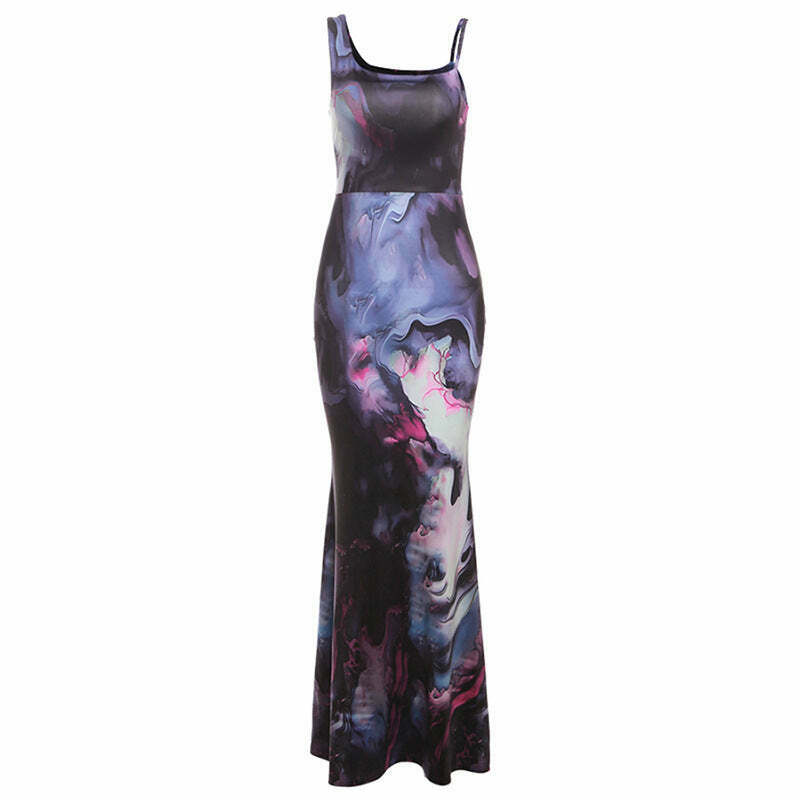 Y2K Coquette Aesthetic Maxi Dress - Grunge & Pastel Goth Vibes