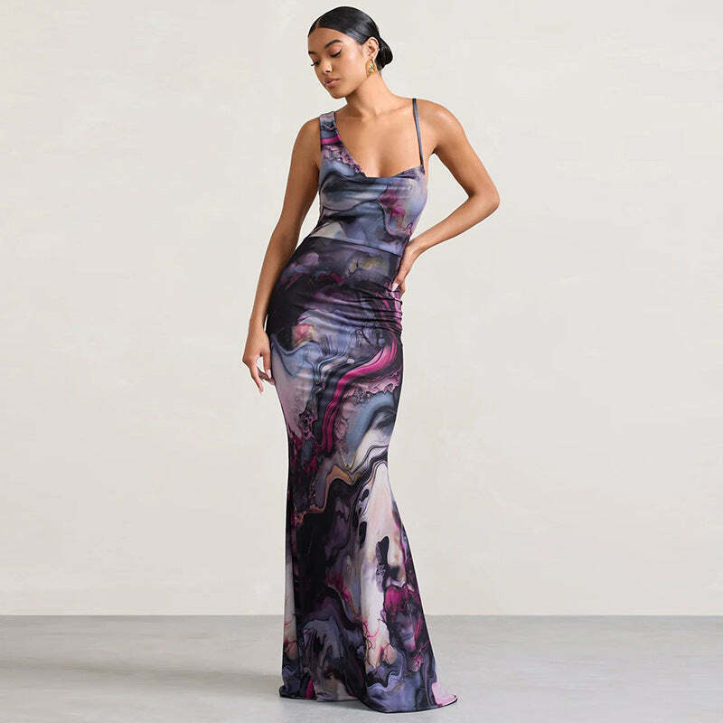 Y2K Coquette Aesthetic Maxi Dress - Grunge & Pastel Goth Vibes