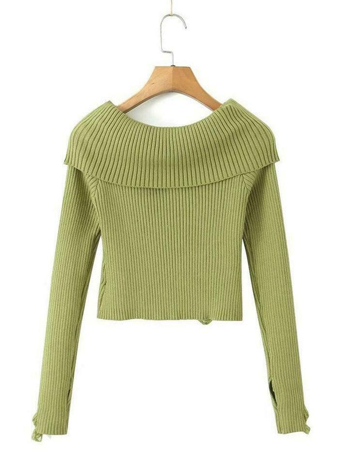 Y2K Coquette Aesthetic Off-Shoulder Sweater - Grunge & Pastel Goth Style