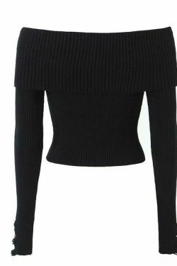Y2K Coquette Aesthetic Off-Shoulder Sweater - Grunge & Pastel Goth Style