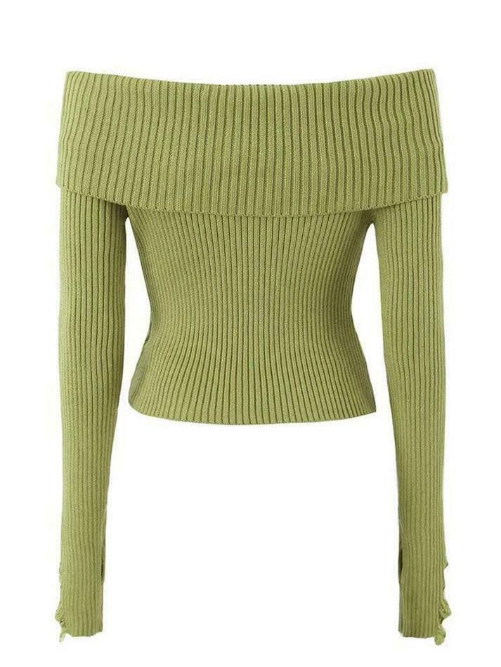 Y2K Coquette Aesthetic Off-Shoulder Sweater - Grunge & Pastel Goth Style