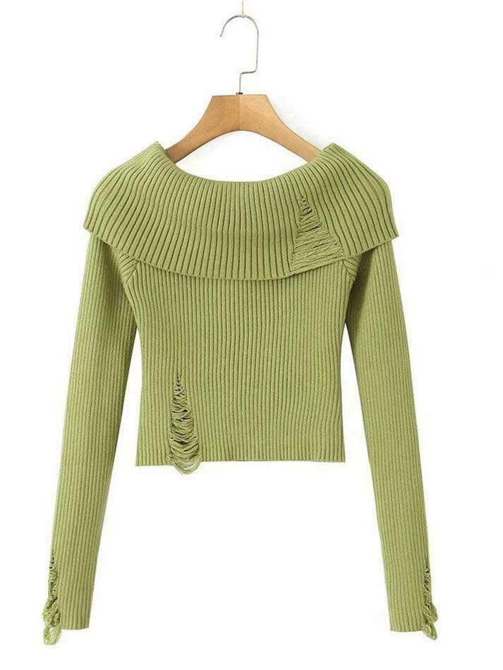 Y2K Coquette Aesthetic Off-Shoulder Sweater - Grunge & Pastel Goth Style