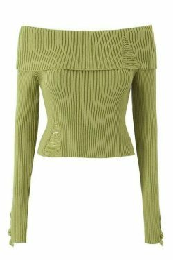 Y2K Coquette Aesthetic Off-Shoulder Sweater - Grunge & Pastel Goth Style