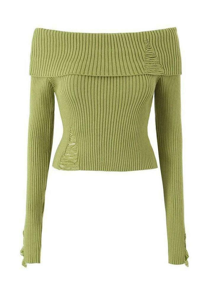 Y2K Coquette Aesthetic Off-Shoulder Sweater - Grunge & Pastel Goth Style