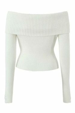 Y2K Coquette Aesthetic Off-Shoulder Sweater - Grunge & Pastel Goth Style