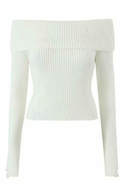 Y2K Coquette Aesthetic Off-Shoulder Sweater - Grunge & Pastel Goth Style