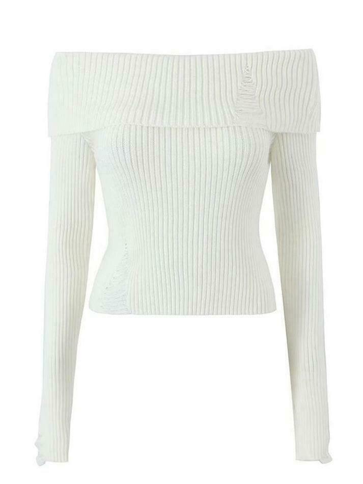 Y2K Coquette Aesthetic Off-Shoulder Sweater - Grunge & Pastel Goth Style