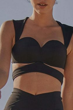 Y2K Coquette Aesthetic Padded Back Yoga Suit - Grunge & Pastel Goth Vibes