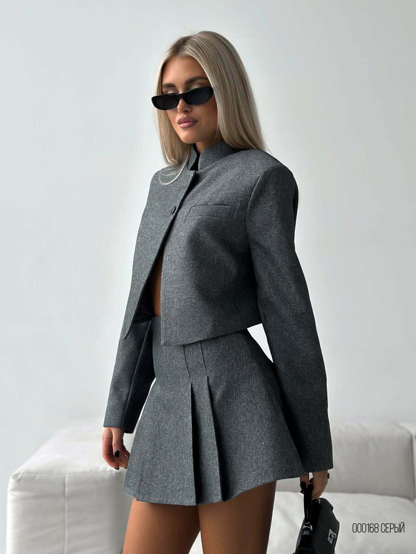 Y2K Coquette Aesthetic Stand-Up Collar Cardigan Suit - Grunge Style, Pastel Goth Vibes Y2K Coquette Aesthetic Stand-Up Collar Cardigan Suit - Grunge Style, Pastel Goth Vibes