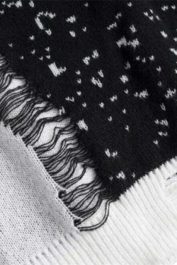 Y2K Coquette Aesthetic Sweater Vest - Grunge Style, Pastel Goth - Frayed Abstract