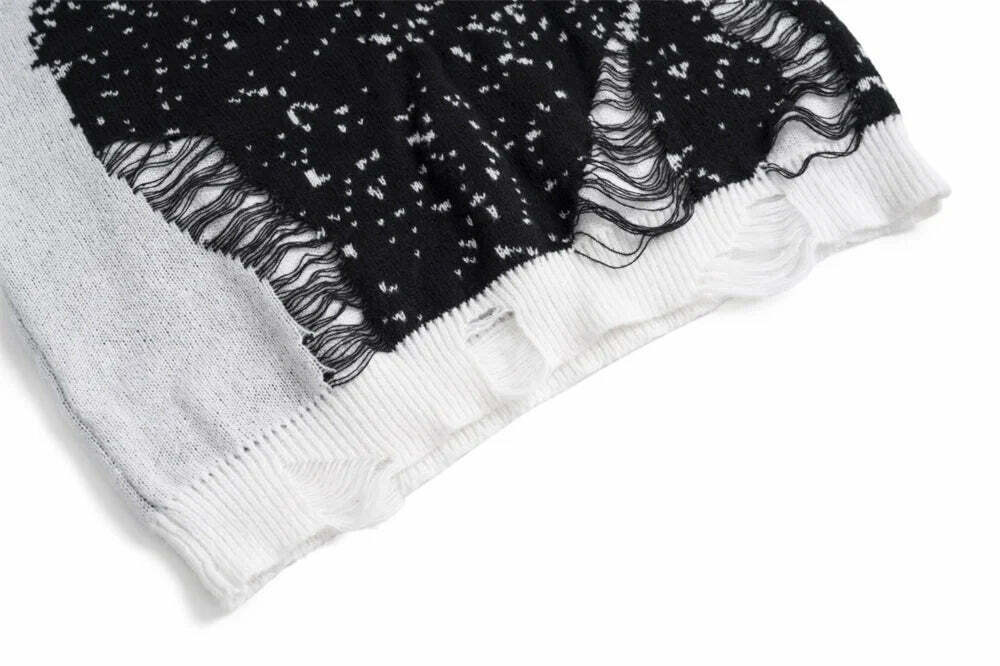 Y2K Coquette Aesthetic Sweater Vest - Grunge Style, Pastel Goth - Frayed Abstract Y2K Coquette Aesthetic Sweater Vest - Grunge Style, Pastel Goth - Frayed Abstract