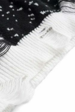 Y2K Coquette Aesthetic Sweater Vest - Grunge Style, Pastel Goth - Frayed Abstract