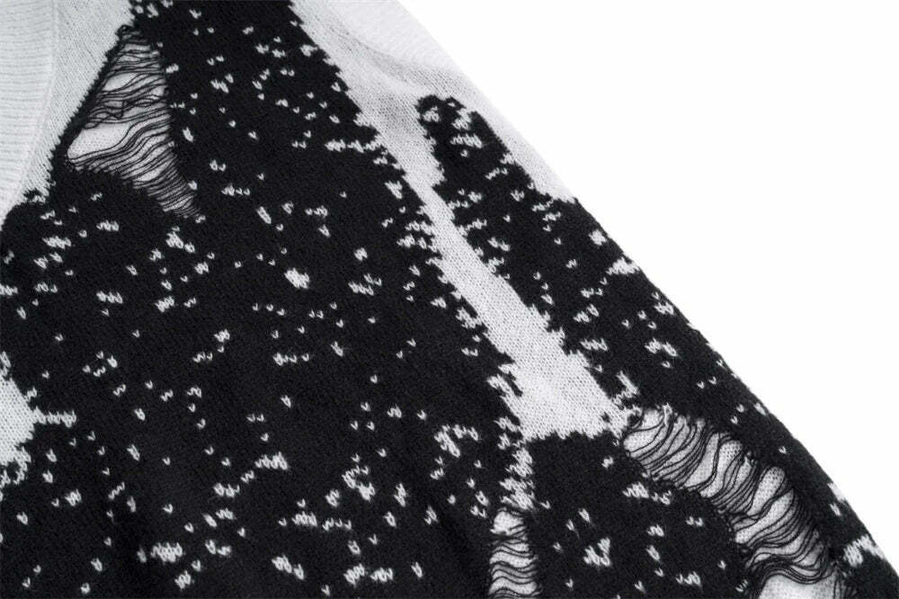 Y2K Coquette Aesthetic Sweater Vest - Grunge Style, Pastel Goth - Frayed Abstract Y2K Coquette Aesthetic Sweater Vest - Grunge Style, Pastel Goth - Frayed Abstract