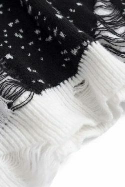 Y2K Coquette Aesthetic Sweater Vest - Grunge Style, Pastel Goth - Frayed Abstract