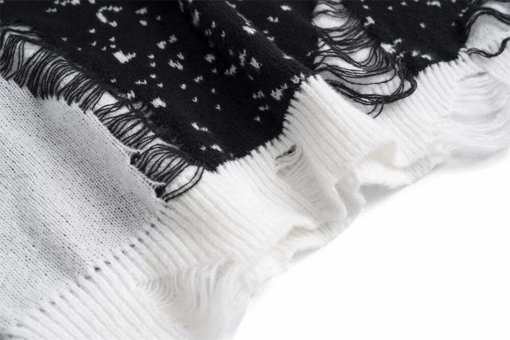 Y2K Coquette Aesthetic Sweater Vest - Grunge Style, Pastel Goth - Frayed Abstract Y2K Coquette Aesthetic Sweater Vest - Grunge Style, Pastel Goth - Frayed Abstract