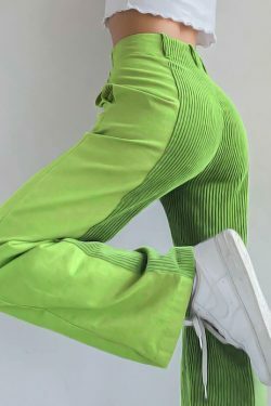 Y2K Corduroy High Waist Loose Pants - Coquette Aesthetic Grunge Style Cargo Skirt