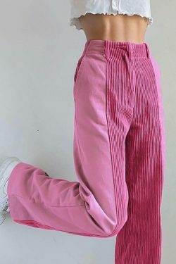 Y2K Corduroy High Waist Loose Pants - Coquette Aesthetic Grunge Style Cargo Skirt