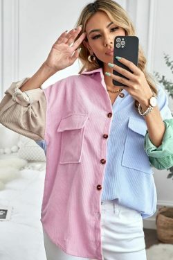 Y2K Corduroy Patchwork Shirt - Coquette Grunge Aesthetic - Cute Tops & Cargo Skirt Comfy Hoodie