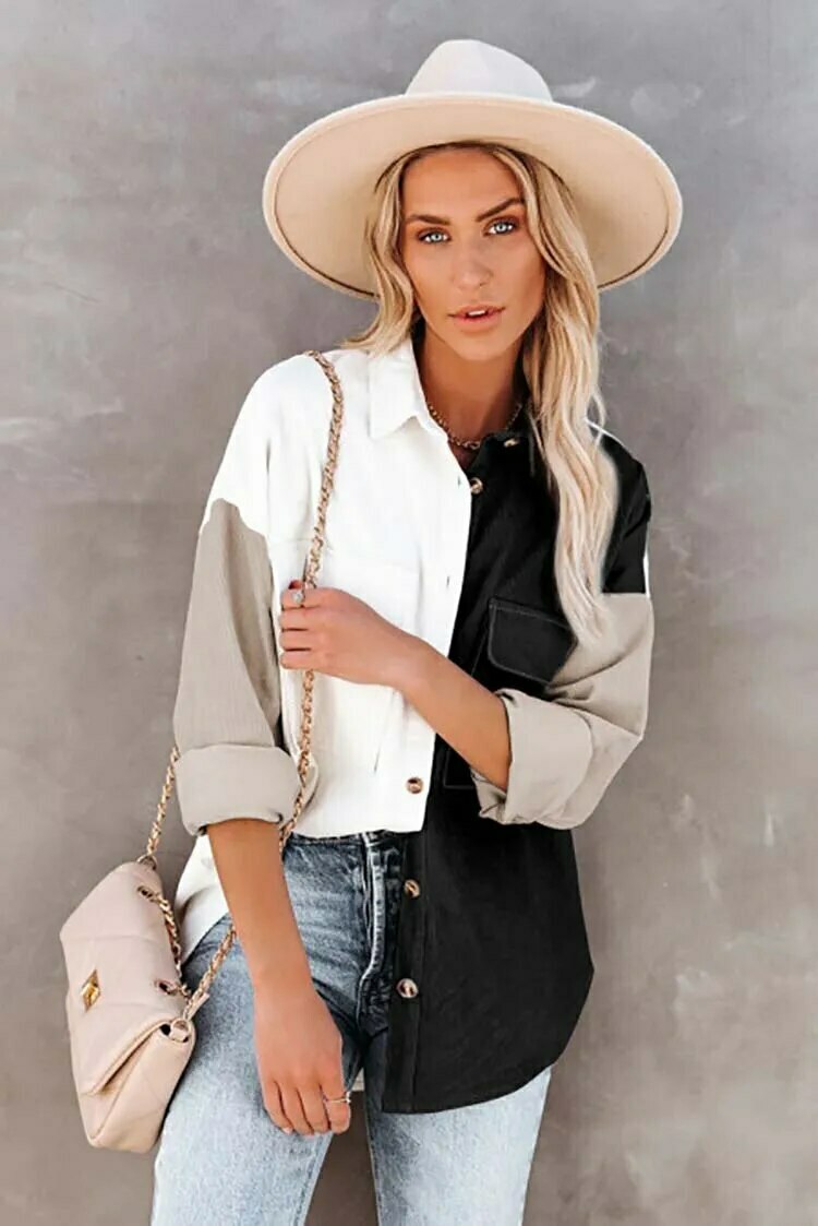 Y2K Corduroy Patchwork Shirt - Coquette Grunge Aesthetic - Cute Tops & Cargo Skirt Comfy Hoodie