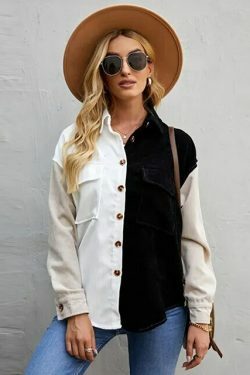 Y2K Corduroy Patchwork Shirt - Coquette Grunge Aesthetic - Cute Tops & Cargo Skirt Comfy Hoodie