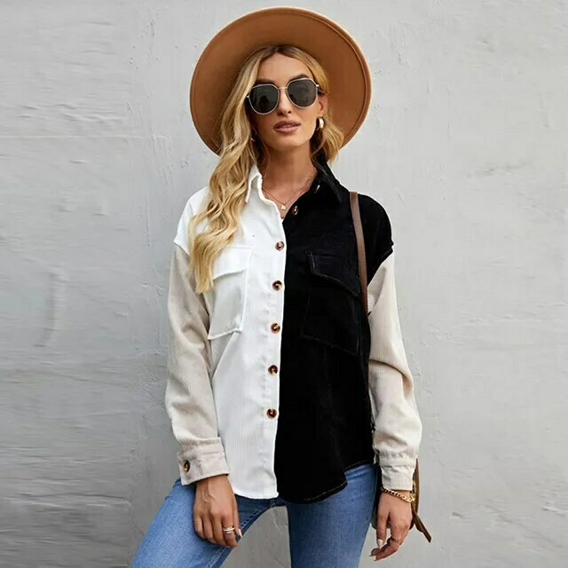 Y2K Corduroy Patchwork Shirt - Coquette Grunge Aesthetic - Cute Tops & Cargo Skirt Comfy Hoodie