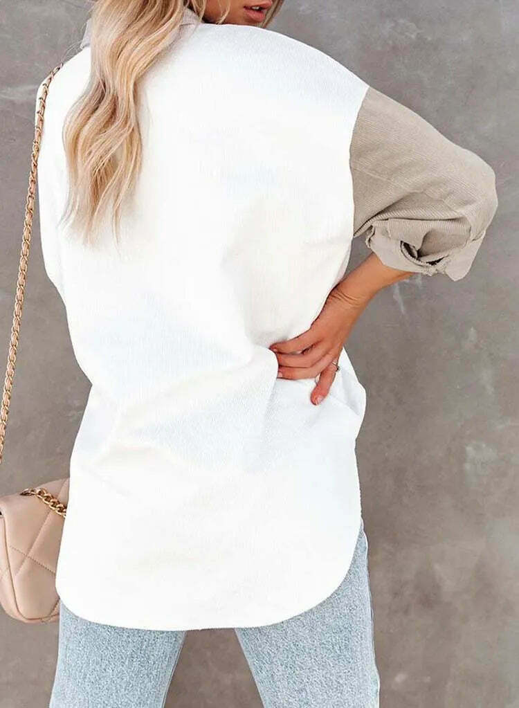 Y2K Corduroy Patchwork Shirt - Coquette Grunge Aesthetic - Cute Tops & Cargo Skirt Comfy Hoodie