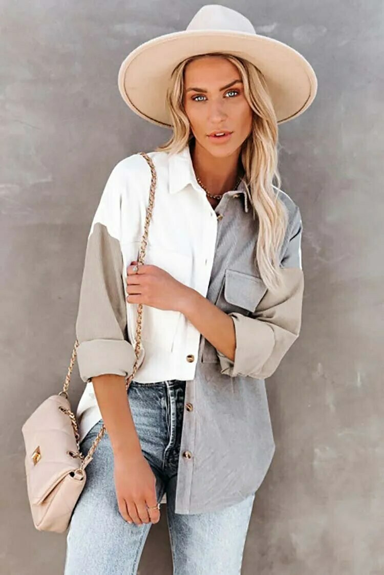 Y2K Corduroy Patchwork Shirt - Coquette Grunge Aesthetic - Cute Tops & Cargo Skirt Comfy Hoodie