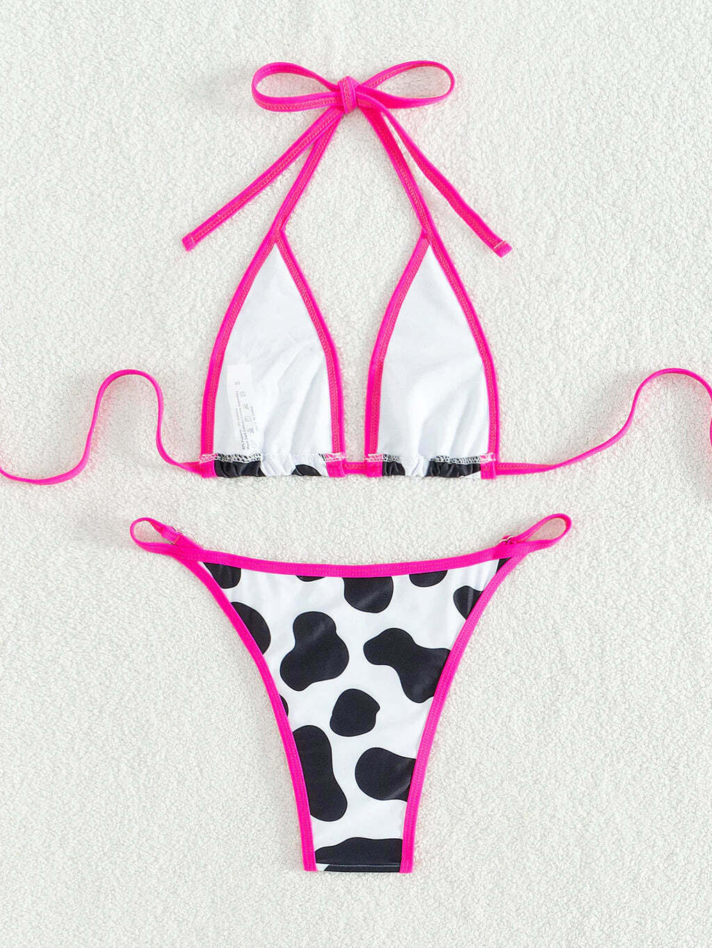 Y2K Cow Print Halter Bikini - Retro Aesthetic Swimwear for Women Y2K Cow Print Halter Bikini - Retro Aesthetic Swimwear for Women
