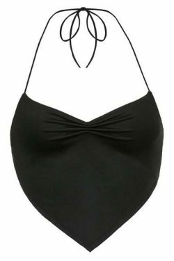 Y2K Cowgirl Ruched Halter Top - Coquette Aesthetic with a Grunge Twist
