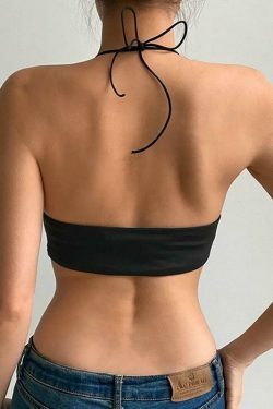 Y2K Cowgirl Ruched Halter Top - Coquette Aesthetic with a Grunge Twist