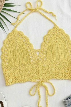 Y2K Crochet Knit Halter Crop Top - Coquette Aesthetic, Grunge Style, Cute Tops