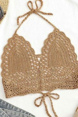 Y2K Crochet Knit Halter Crop Top - Coquette Aesthetic, Grunge Style, Cute Tops