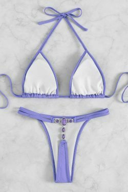 Y2K Crystal Diamond Thong Beach Bikini - Coquette Aesthetic Swimwear for Women
