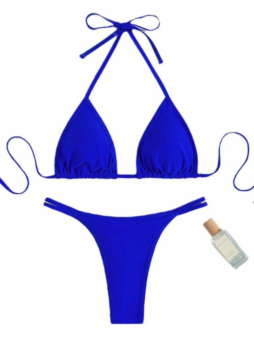 Y2K Crystal Diamond Thong Beach Bikini - Coquette Aesthetic Swimwear for Women