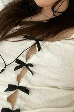 Y2K Cutout Bow Slim Tank Top: Coquette Aesthetic, Grunge Style, Pastel Goth, Cute Tops, Cargo Skirt