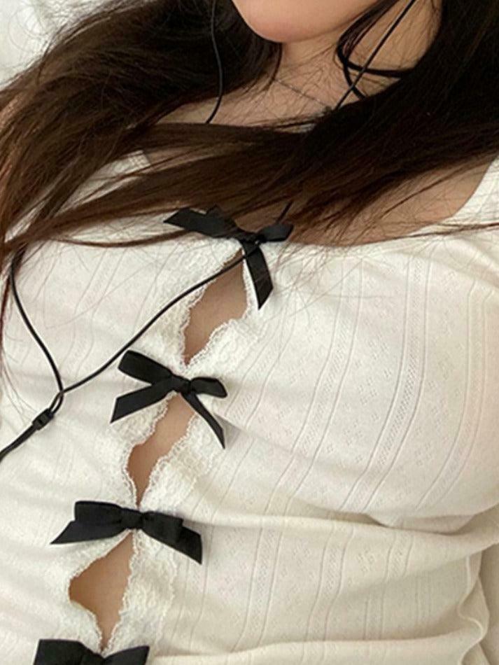 Y2K Cutout Bow Slim Tank Top: Coquette Aesthetic, Grunge Style, Pastel Goth, Cute Tops, Cargo Skirt Y2K Cutout Bow Slim Tank Top: Coquette Aesthetic, Grunge Style, Pastel Goth, Cute Tops, Cargo Skirt