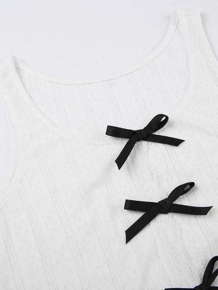 Y2K Cutout Bow Slim Tank Top: Coquette Aesthetic, Grunge Style, Pastel Goth, Cute Tops, Cargo Skirt Y2K Cutout Bow Slim Tank Top: Coquette Aesthetic, Grunge Style, Pastel Goth, Cute Tops, Cargo Skirt