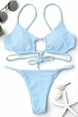 Y2K Cutout Braided Bralette String Bikini Set - Coquette Aesthetic, Grunge Style, Pastel Goth