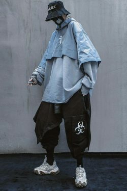 Y2K Cyberpunk Poncho Cape Hoodie - Coquette Aesthetic, Grunge Style, Pastel Goth