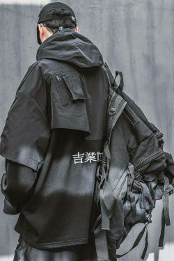 Y2K Cyberpunk Poncho Cape Hoodie - Coquette Aesthetic, Grunge Style, Pastel Goth