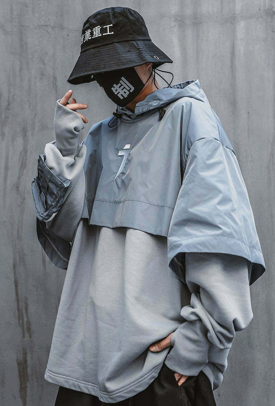 Y2K Cyberpunk Poncho Cape Hoodie - Coquette Aesthetic, Grunge Style, Pastel Goth Y2K Cyberpunk Poncho Cape Hoodie - Coquette Aesthetic, Grunge Style, Pastel Goth