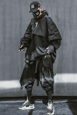 Y2K Cyberpunk Poncho Cape Hoodie - Coquette Aesthetic, Grunge Style, Pastel Goth