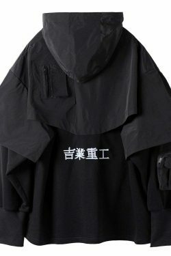 Y2K Cyberpunk Poncho Cape Hoodie - Coquette Aesthetic, Grunge Style, Pastel Goth