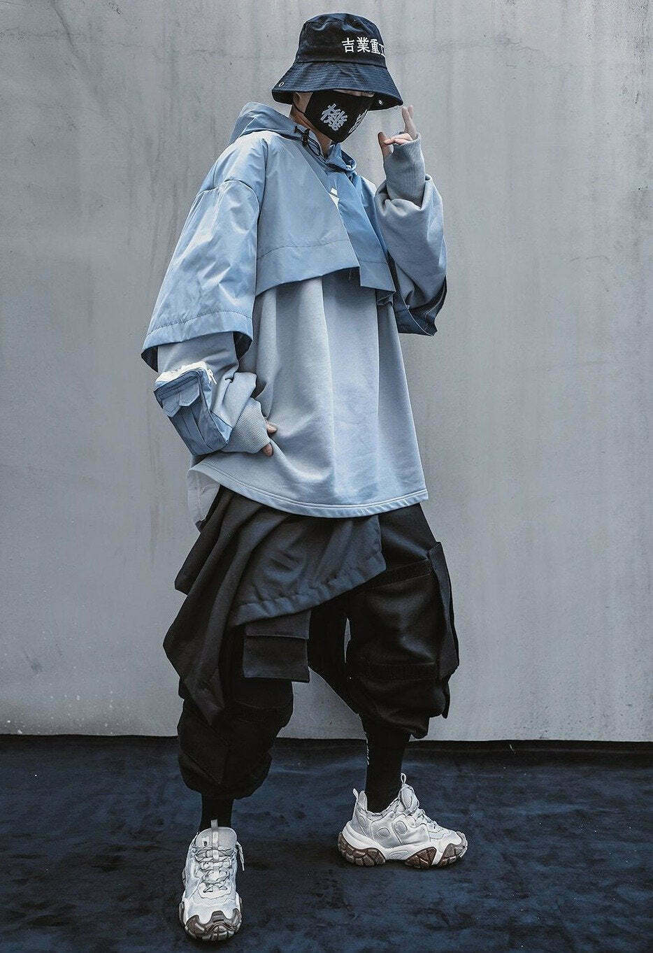 Y2K Cyberpunk Poncho Cape Hoodie - Coquette Aesthetic, Grunge Style, Pastel Goth Y2K Cyberpunk Poncho Cape Hoodie - Coquette Aesthetic, Grunge Style, Pastel Goth