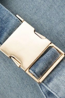 Y2K Denim Buckle Sleeveless Top - Coquette Aesthetic Grunge Style - Cute Pastel Goth Fashion