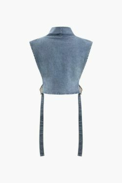 Y2K Denim Buckle Sleeveless Top - Coquette Aesthetic Grunge Style - Cute Pastel Goth Fashion